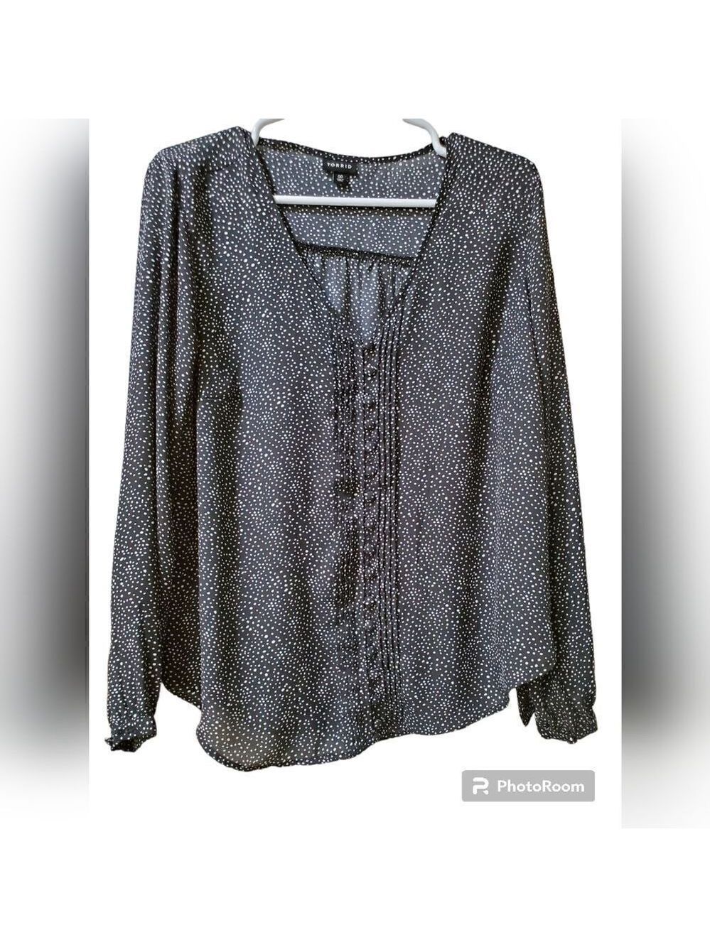 Torrid Polka Dot Blouse Size 00 Medium Black White Work Top